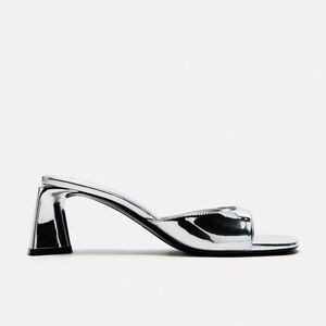 Silver Women's Heeled Mules
